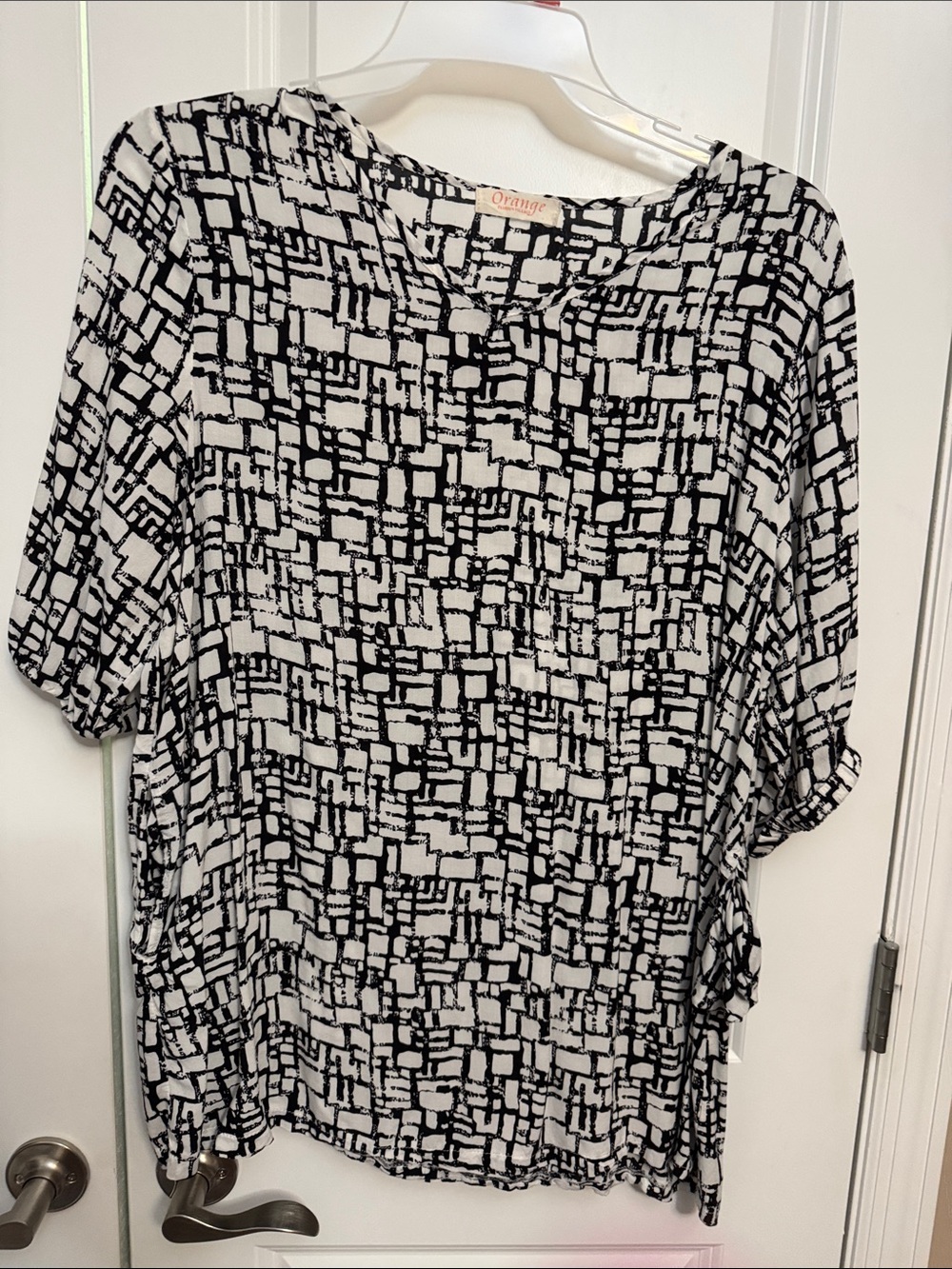 Orage Black and White Abstract Grid Tunic